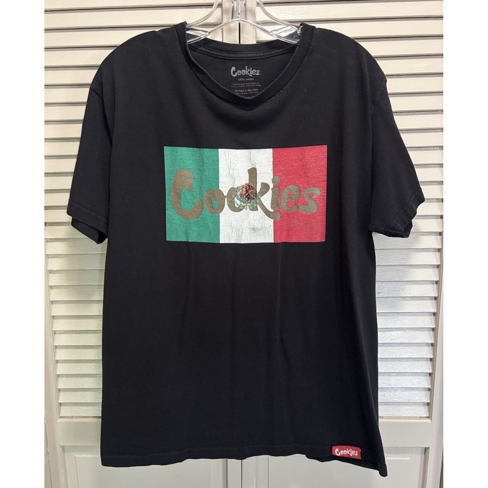 Cookies Graphic Logo T-shirt Size Large Short Sleeve Crew Flag Casual